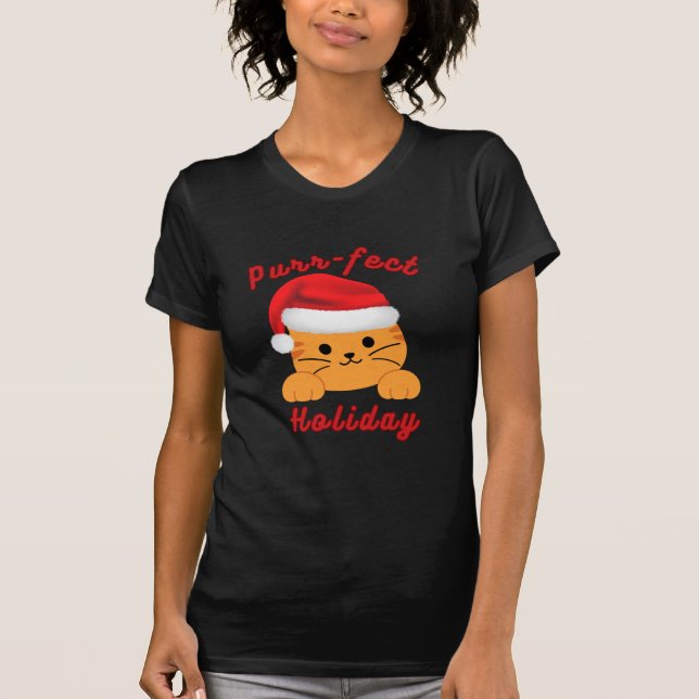 Camiseta Purr‑fect Holiday Cat Lover Women Christmas Shirt (Frente)