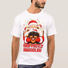 Camiseta Purr-fectly Snuggled: Santa’s Cozy Pet Cuddle