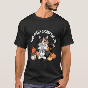 Camiseta Purr-feitamente Assustador Tricoteiro Gato de Hall