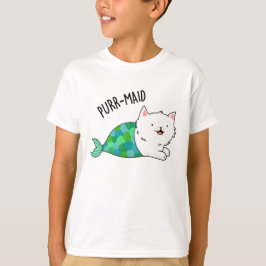 Camiseta Purr-Maid Gatinho Engraçado Gato Sereia Pun