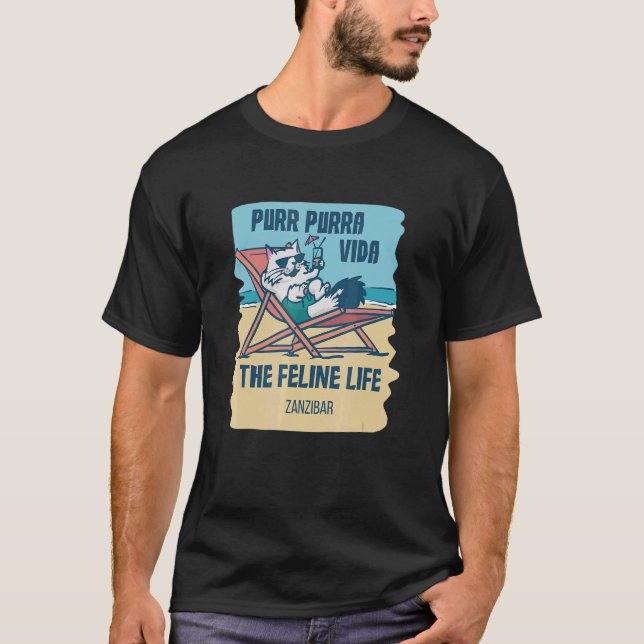 Camiseta Purr Purra Vida The Feline Life Zanzibar (Frente)