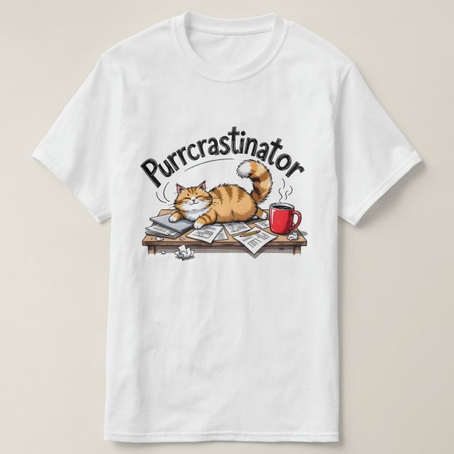 Camiseta Purrcrastinator Design Tee (Frente do Design)