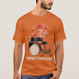 Camiseta Purrcussion  Funny Cat Drummer On Drum Set Percuss