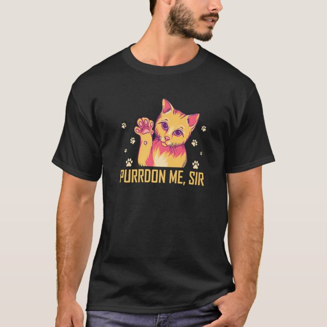 Camiseta Purrdon Me Sir Cat Lover Funny Kitten Humor Cowork (Frente)