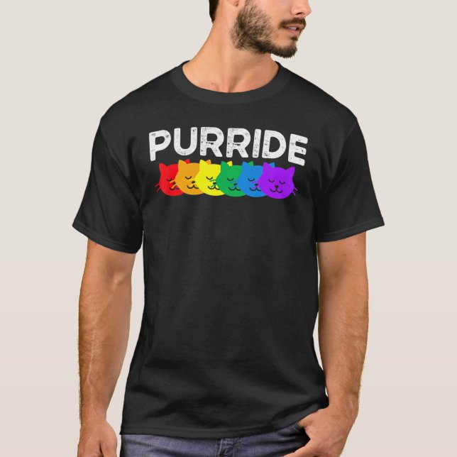 Camiseta Purride Cat Pride Mês dos Direitos dos Gays Gay Ga (Frente)