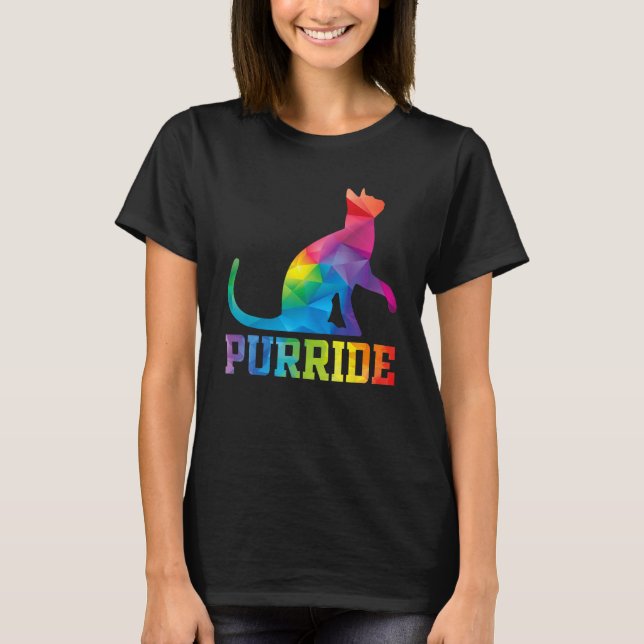 Camiseta Purride Cat  Pride Month Gay Rights Rainbow Cat (Frente)