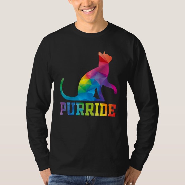 Camiseta Purride Cat  Pride Month Gay Rights Rainbow Cat (Frente)