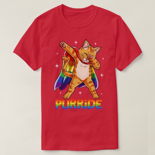 Camiseta Purride Dabbing Cat LGBT Orgulho gay para Homens M (Frente do Design)