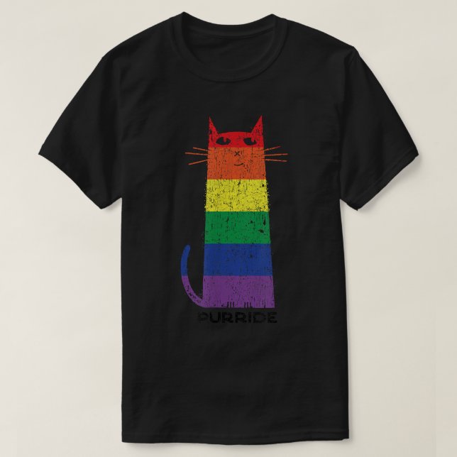 Camiseta Purride Shirt LGBT Orgulho gay Engraçado Gato Dize (Frente do Design)
