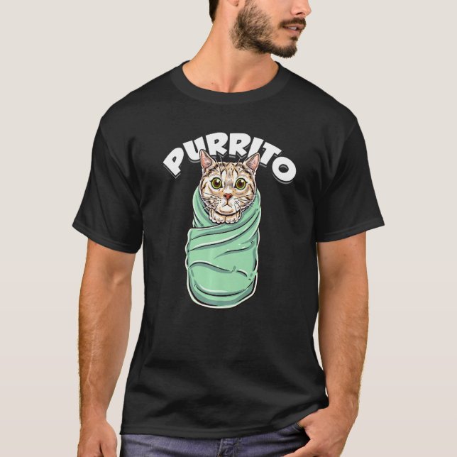 Camiseta Purrito Catkitten Burrito Pun Para Gatos (Frente)