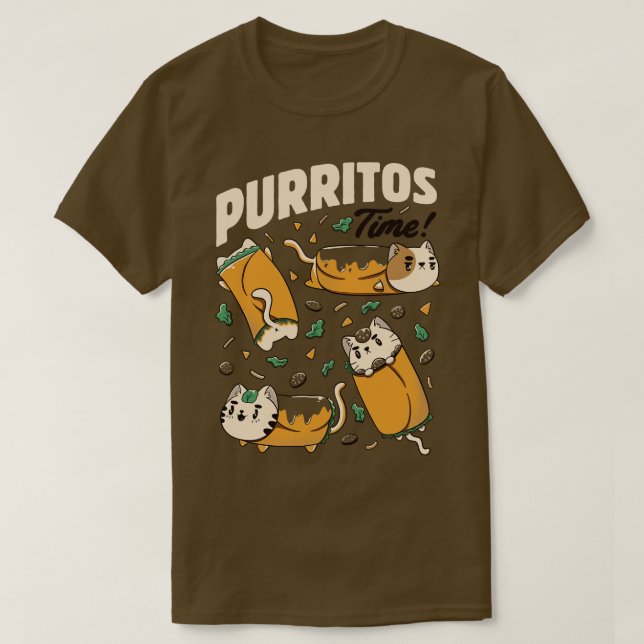 Camiseta Purritos Time Burrito Cat Engraçado Comida mexican (Frente do Design)