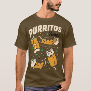 Camiseta Purritos Time Burrito Cat Engraçado Comida mexican