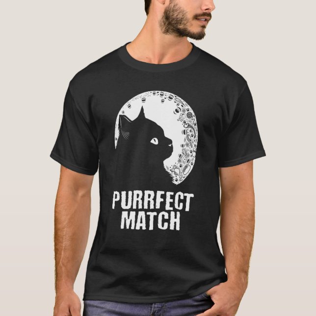 Camiseta Purrrfect Match Cat Mom Couples Cat Dad   Annivers (Frente)