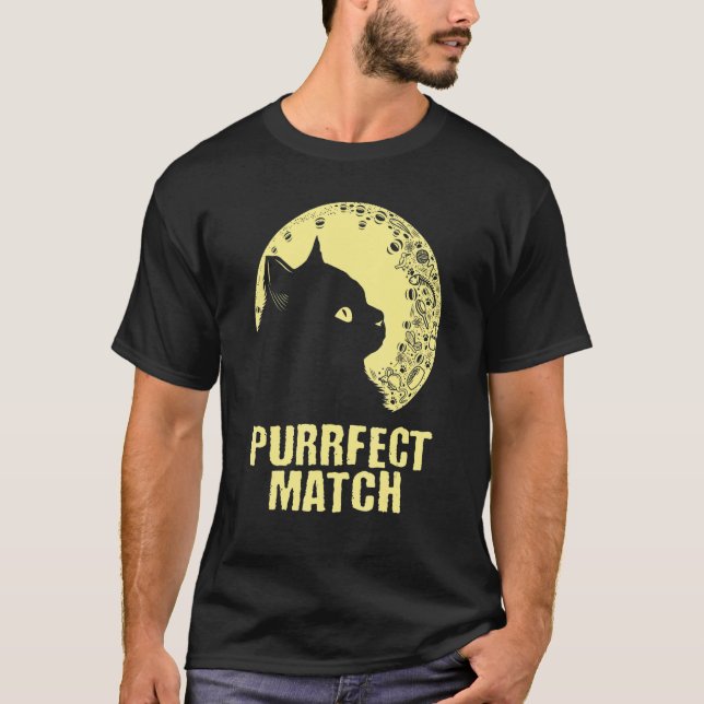Camiseta Purrrfect Match Cat Mom Couples Cat Dad  Anniversa (Frente)