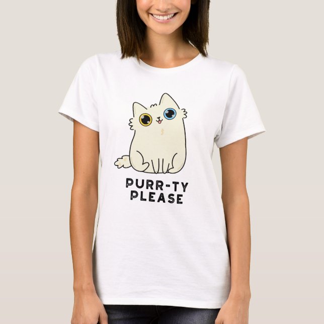 Camiseta Purrty Por Favor Gatinho Engraçado (Frente)