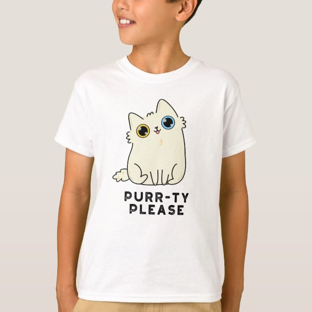 Camiseta Purrty Por Favor Gatinho Engraçado (Frente)