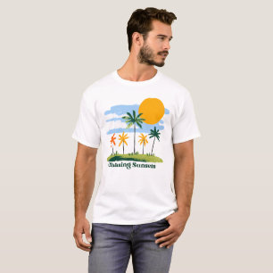 Camiseta Pursuitando Pôr do Sol Palmeiras Tropicais Vintage