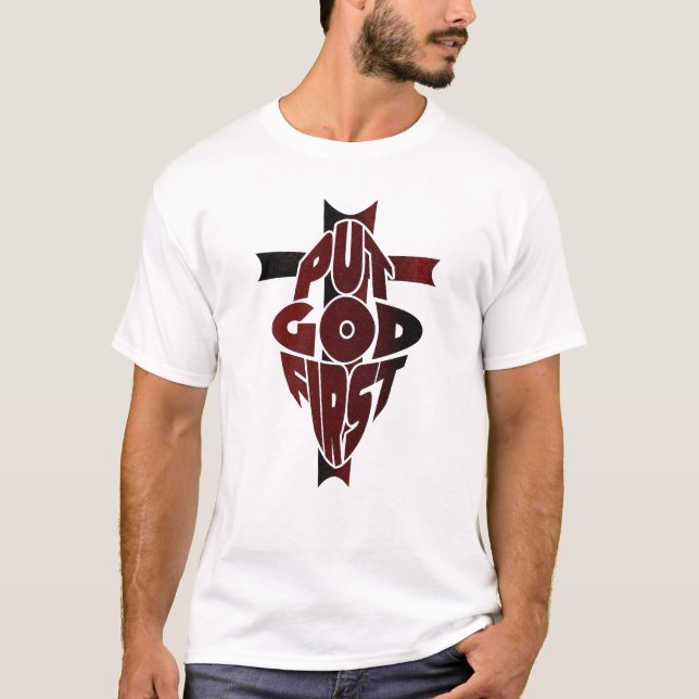 Camiseta Put God First” retro-style  (Frente)