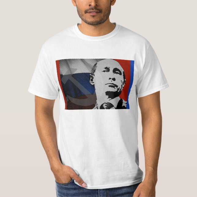 Camiseta Putin com bandeira russa (Frente)