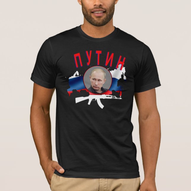 Camiseta PUTIN com o AK (escuro) (Frente)