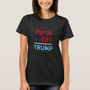 Camiseta "Putin + FBI = trunfo" no vermelho, no branco e no