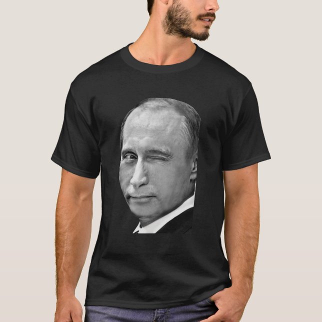 Camiseta Putin Winking Retrai A Política Da Rússia (Frente)