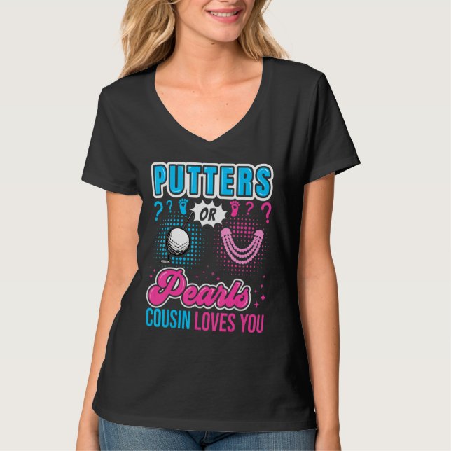 Camiseta Putters or Pearls Cousin Loves You Baby Gender Rev (Frente)