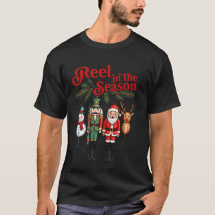 Camiseta Puxe a Temporada de Natal da Pesca