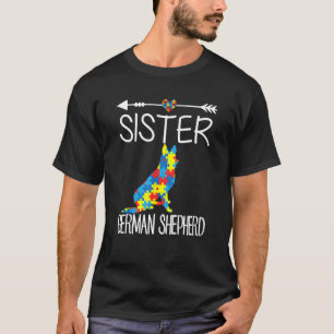 Camiseta Puzzle Autismo Coração Irmã Pastor Alemão
