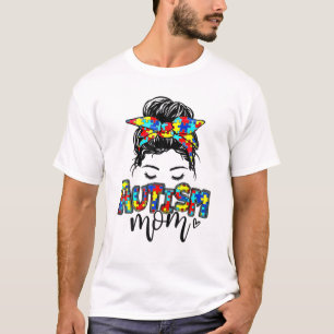 Camiseta Puzzle de Cabelo Desgrenhado de Mãe de Autismo Con