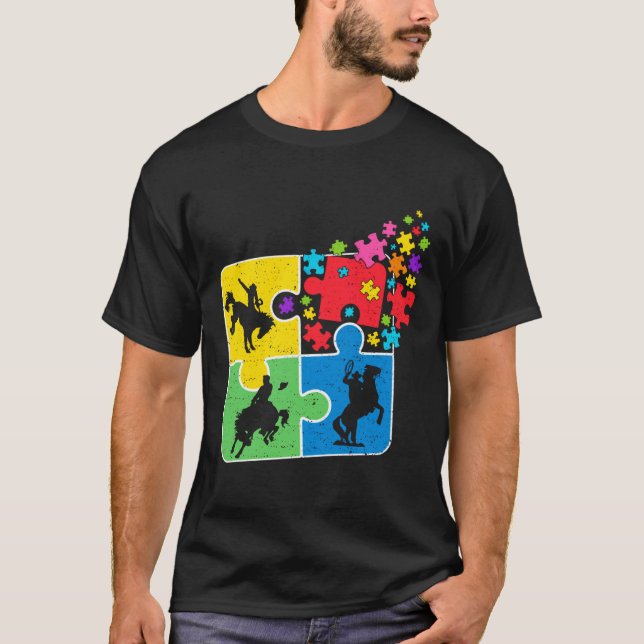 Camiseta Puzzle Equestrian Support Autism Awareness Men Wom (Frente)