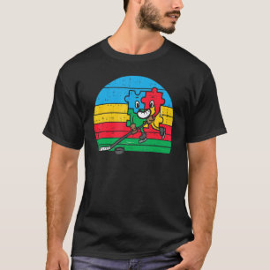 Camiseta Puzzle Hóquei no Gelo Retro Conscientização sobre