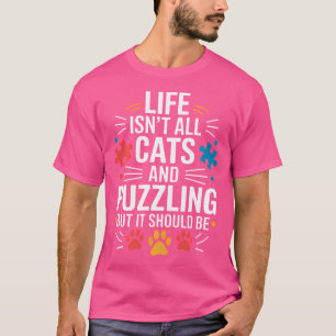 Camiseta Puzzler Puzzles Gatos Quebra-cabeça Divertido