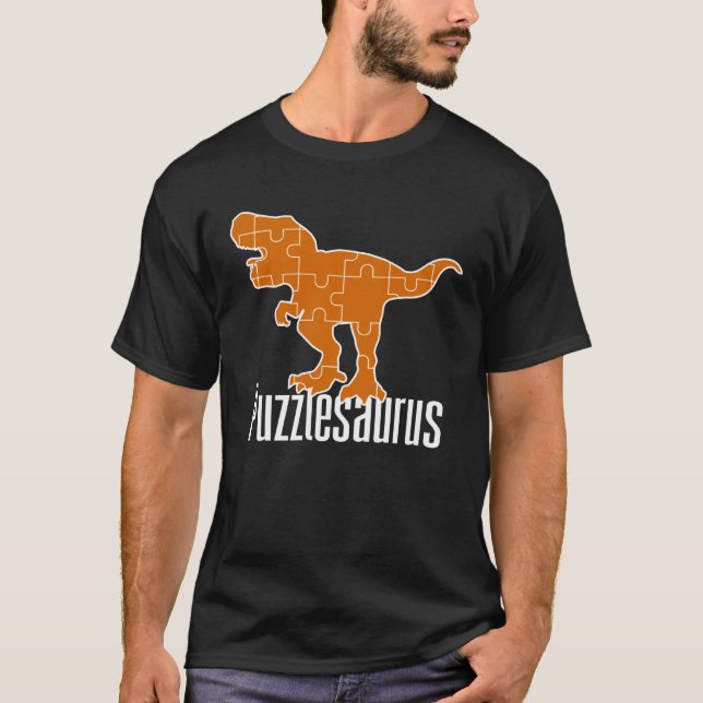 Camiseta Puzzlesaurus Dinosaur Puzzle Piece Game Jigsaw Puz (Frente)