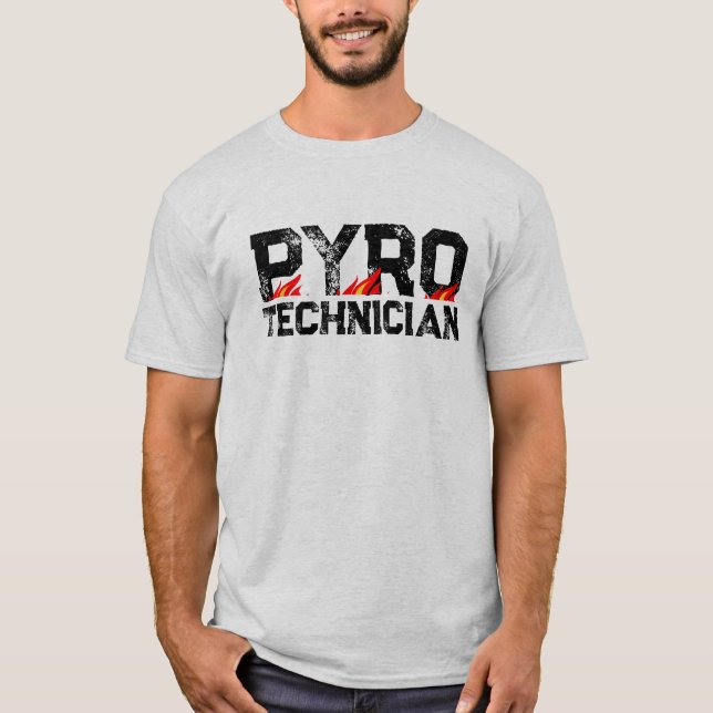 Camiseta PyroTechnician com chamas ardentes (Frente)