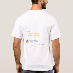 Camiseta Python e seu criador com o ano da criação