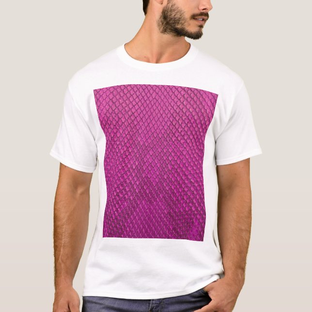 Camiseta Python Rosa: Textura Da Pele De Cobra. (Frente)