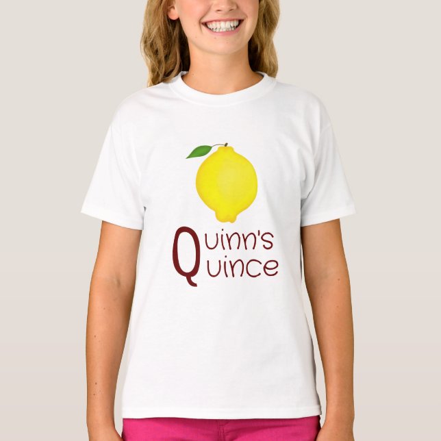 Camiseta Q Para Seu Nome Inicial E Fruta Do Quince (Frente)