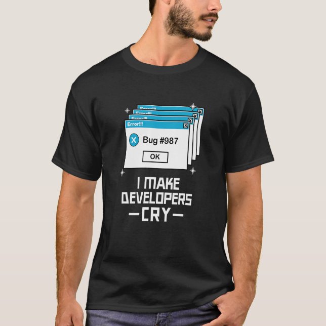 Camiseta QA Engineer QA  I Make Developers Cry QA Tester (Frente)