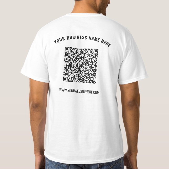 Camiseta QR Code Your Business T Shirt with Custom Text (Verso)