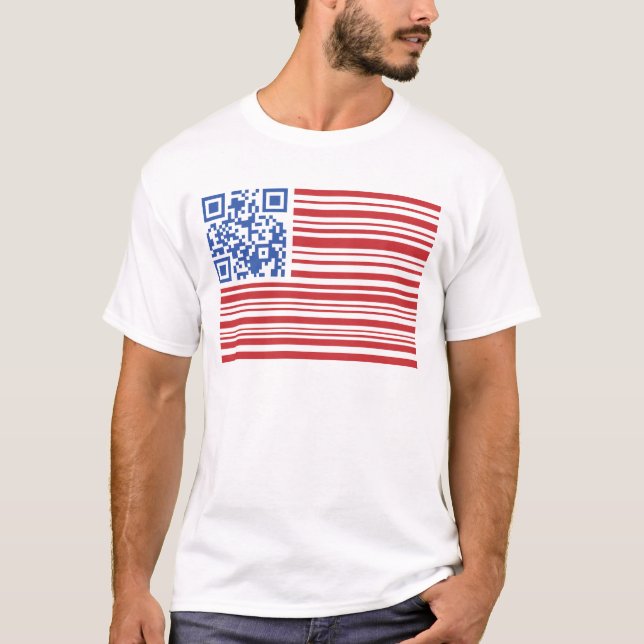 Camiseta QSA- USA FLAG -QR CODE  by QRAZY Q (Frente)