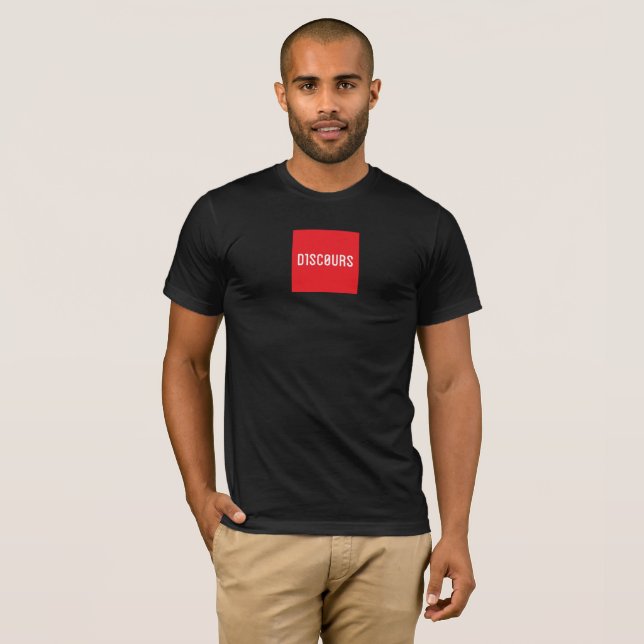 camiseta quadrada vermelha D1SC0URS (Frente Completa)