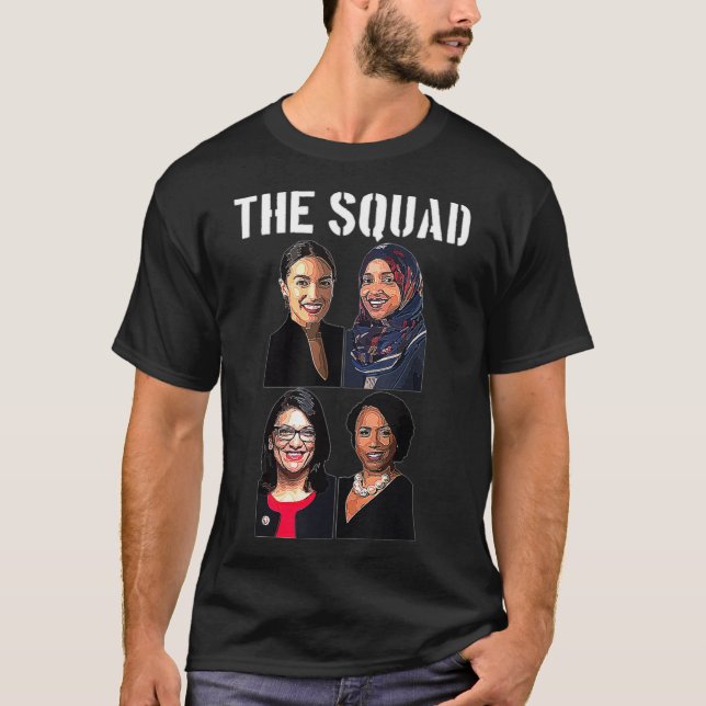 Camiseta Quadrado AOC Ocasio Ilhan Omar Tlaib Pressley Gree (Frente)