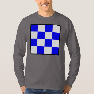 Camiseta Quadrado Checkered branco azul de NOVEMBRO