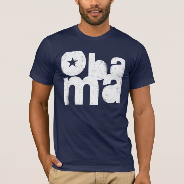 Camiseta Quadrado corajoso de Obama (marinho) (Frente)