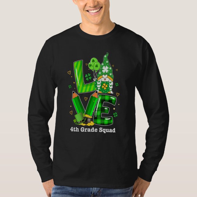 Camiseta Quadrado de 4º grau Rainbow Gnome Happy St Patrick (Frente)