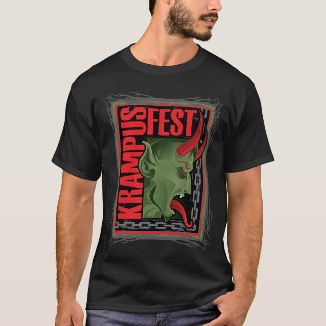 Camiseta Quadrado de Krampus (preto T) (Frente)