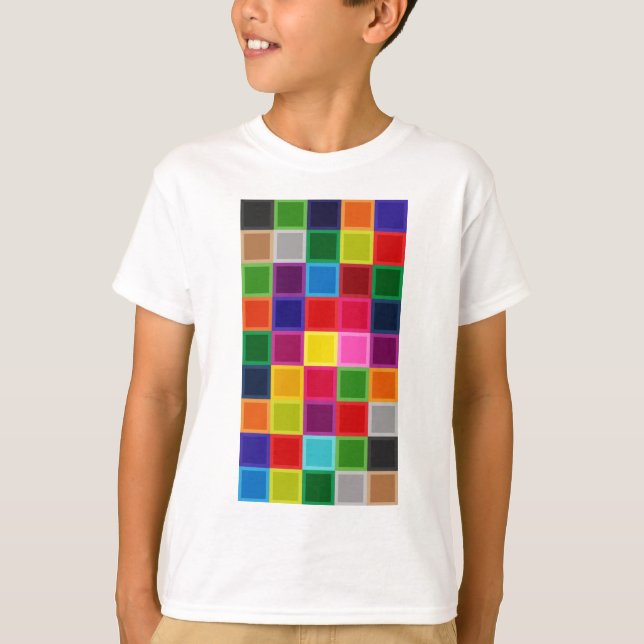 Camiseta Quadrados e Stripes Multicoloridos Girly (Frente)