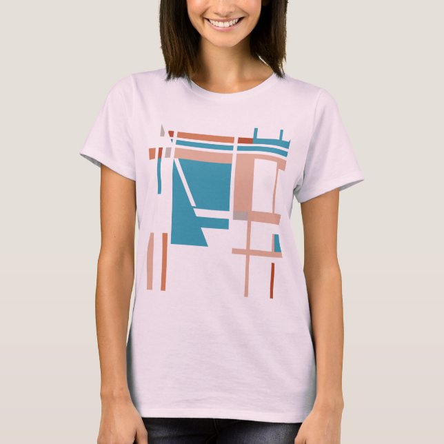 Camiseta Quadrados inspirados no MCM, de ferrugem azul-turq (Frente)