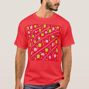Camiseta Quadrados minúsculos verdes, cor-de-rosa-vermelho